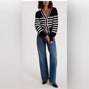 Women’s Express Black/Cream striped sweater, medium